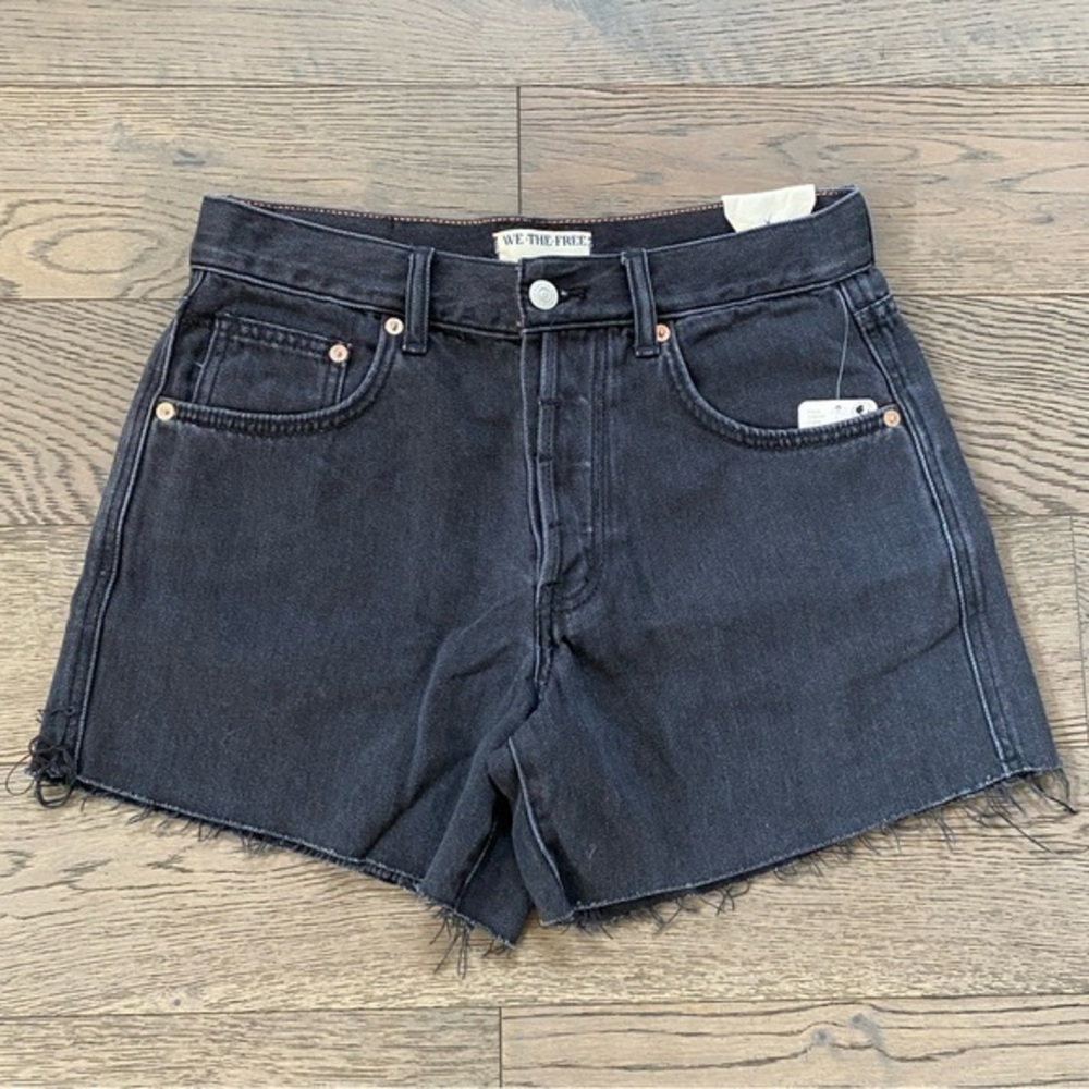 We The Free Ivy Mid Rise Button Fly Frayed Hem Jean Shorts